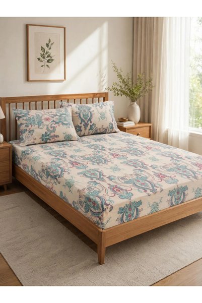 Styli 3-Piece Printed Queen Size Bedsheet with Pillow Covers