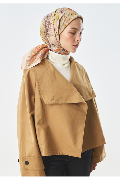 Freshscarfs Eșarfă din bumbac și mătase cu model Fresh Garden, culoare somon