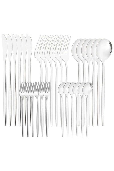 Cuisine Art 30-Piece Stainless Steel Cutlery Set, Mirror-Finish Knife, Fork &...