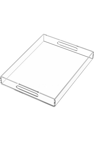 Generic صينية تقديم شفافة مقاس 12 × 16 بوصة / 30 × 40 سم - مقاومة للانسكاب - ...