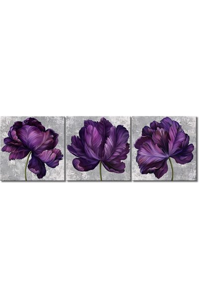 Generic 3 Piece Purple Flower Canvas Wall Art Flower Blossoming Picture Print...