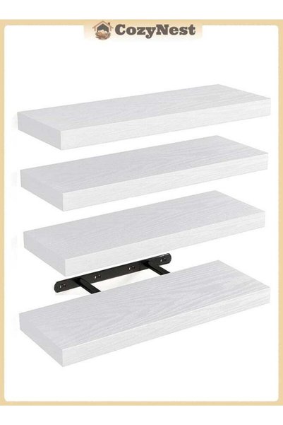 GENERAL CozyNest 4Pcs Rustic Brown Floating Wall Shelves, Large & Deep Sturdy...