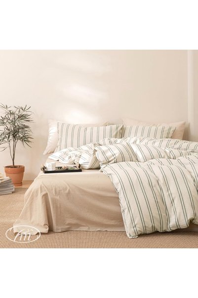 Generic Teen Boys Duvet Cover Set Twin,Gray Green Stripes Duvet Cover with 2 ...