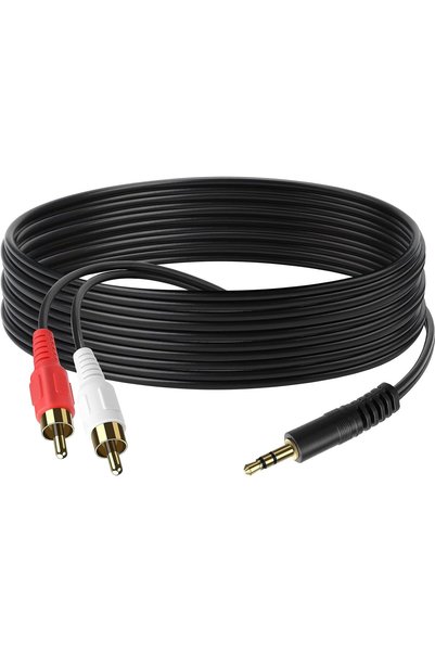 Generic كابل صوت من قابس ستيريو 3.5 ملم إلى قابسين RCA (يمين ويسار)