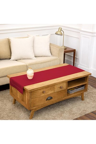 Generic Red Table Runner 60 Inches Long – Cotton Linen Hemstitch Christmas Ta...