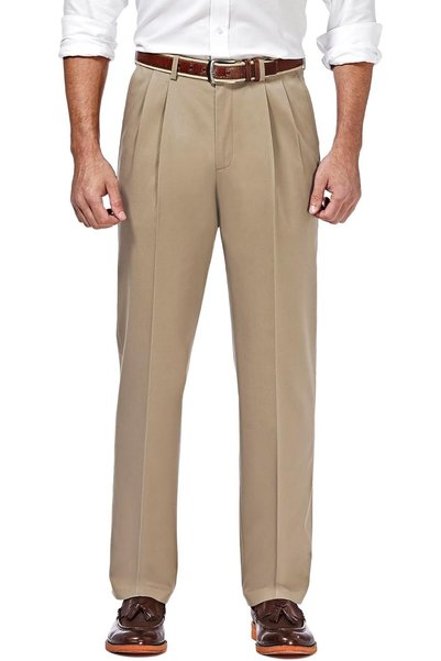 Generic Men's Premium No Iron Khaki Classic Fit Expandable Waist Flat Front P...