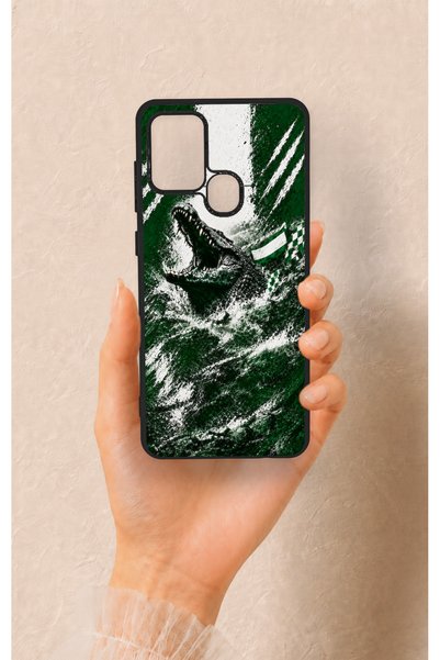 Vip Case Samsung A21S Compatible Green Crocodile-Themed Patterned Silicone Case