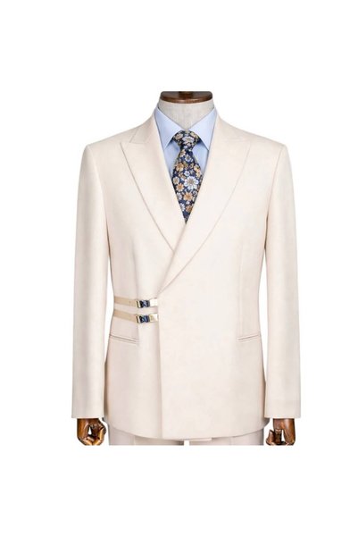 ilayda emir Exclusive, Slim Fit, Men's Jacket, Cream, Double-Breasted Jacket,...