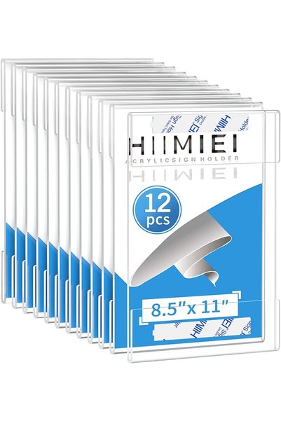 Generic 12 قطعة حامل لافتات شفاف من الأكريليك يثبت على الحائط مقاس 8.5x11، حا...