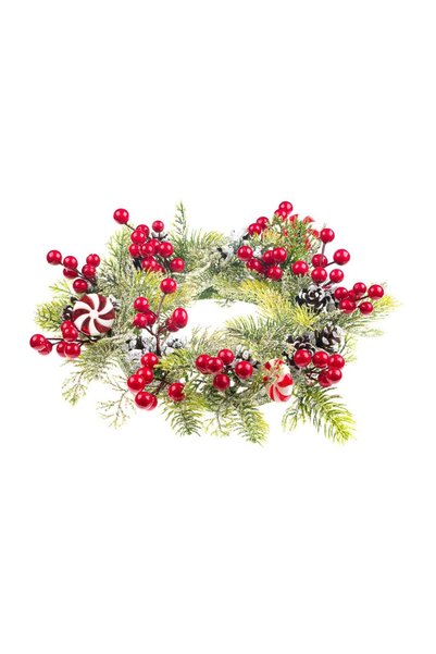 OEM Inel Decorativ Crăciun cu Berries și Acadele Ninse pentru Lumânare, Ø32 cm