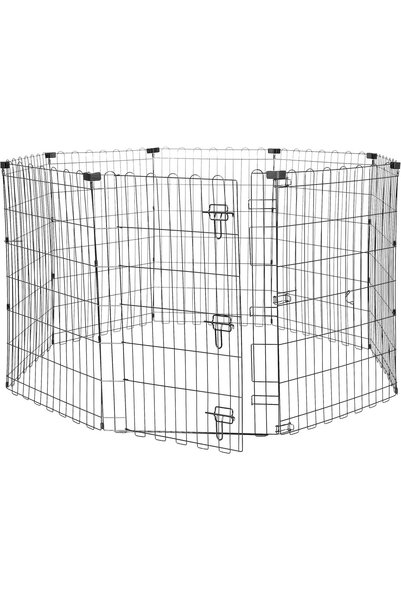 Generic Octagonal Dog and Other Pet Foldable Metal with Door 91cm Black