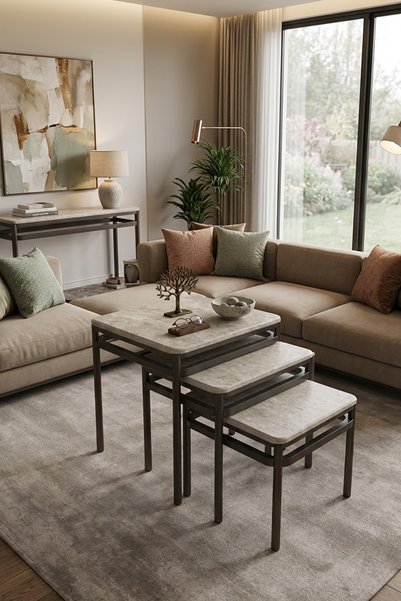 Wood House MERCAN ZİGON SEHPA (antrasit-traverten)