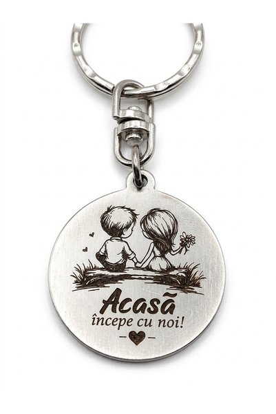 magazinu de gravura Breloc inox gravat imagine si mesaj – Casa dulce casa