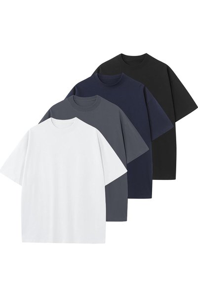 Generic Men's Cotton T-Shirts Oversized Unisex Short Sleeve Crew Neck Loose B...
