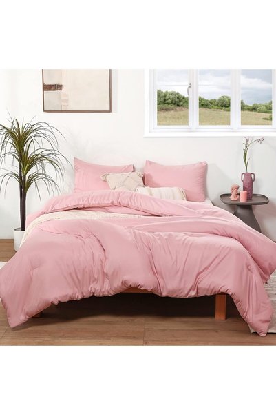 Generic Pink California King Comforter Set, 3pcs Oversized Boho Lightweight M...