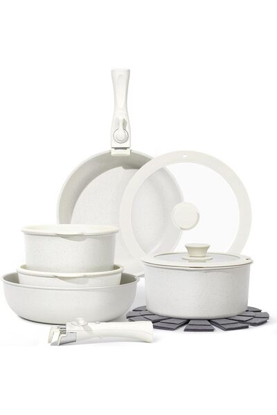 Generic 15pcs Pots and Pans Set Non Stick,Kitchen Cookware Set Detachable Han...