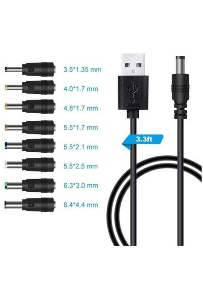 STARSPOR كابل شحن ستارز ماركت 8 في 1 من USB إلى DC 5V مع موصل قابس 5.5*2.1 مم...