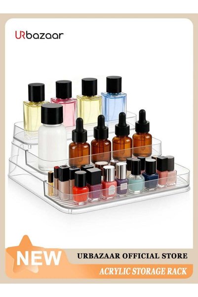 URbazaar Clear Acrylic Showcase Display Risers, Perfume Cosmetics Organizer, ...