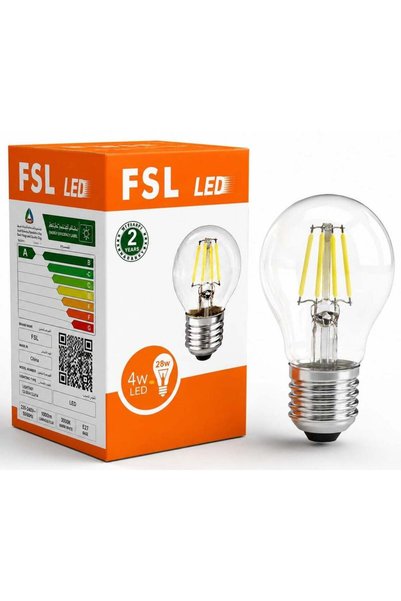 FSL مصباح LED بتصميم خيوط، 4 واط، أبيض دافئ، 2700 كلفن، قاعدة E27 – مصباح زين...