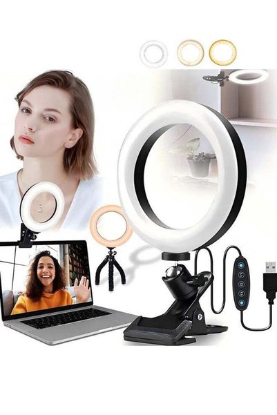 WALALLA حلقة إضاءة بقطر 16 سم، مع 3 ألوان و3 مستويات للسطوع - إضاءة RGB قابلة...