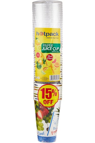 Generic كوب عصير ورقي مع غطاء 15%