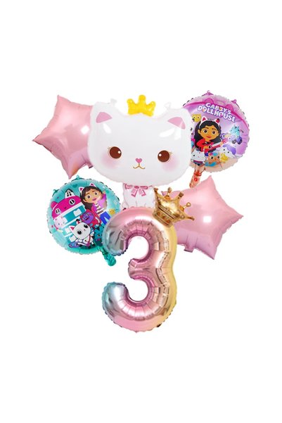 Choice 1Set 6pcs Gabby DollHouse Metallic Balloons Cartoon Girls Birthday Par...