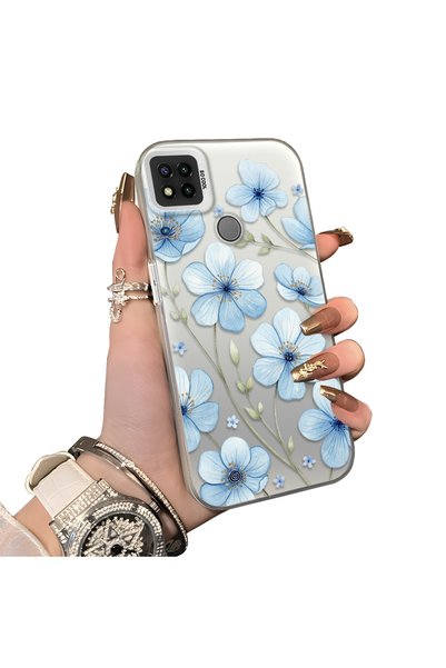 Hontinga Redmi 9c Compatible Silicone Hard-Edge Back Case with Floral Print—R...