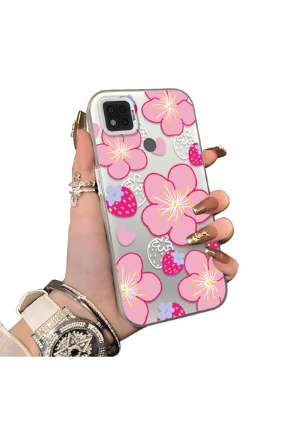 Hontinga Poco C31 Compatible Silicone Edge-to-Edge Hard Back Case with Strawb...