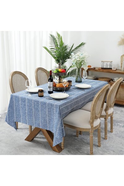 Generic 60 x 120 inches Farmhouse Style Linen tablecloths, Wrinkle Resistant ...