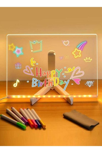 GENERAL Bonanzarh LED Note Board, 11.6 X 7.8” Light up Acrylic Message Board,...