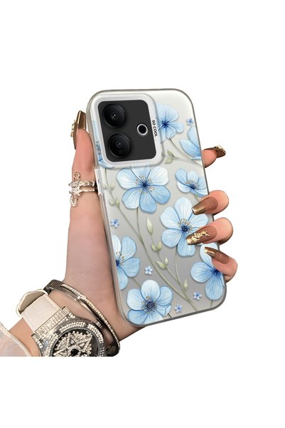 Hontinga Vivo V60 Lite 5G-Compatible Silicone Hard-Edge Back Case with Floral...