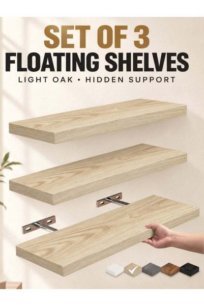 XIUWOO Set of 3 Floating Wall Shelves, Rustic Wood Display and Storage Shelve...