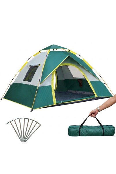 OtherMax Cort de Camping Turistic pentru 4 Persoane Impermeabil Ușor 2,8KG Verde