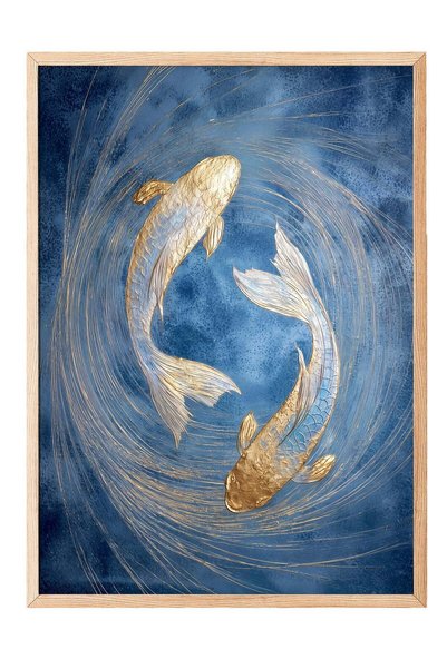 Postifull Golden Fish Cycle Poster – Wood-Framed Artwork No. 160400