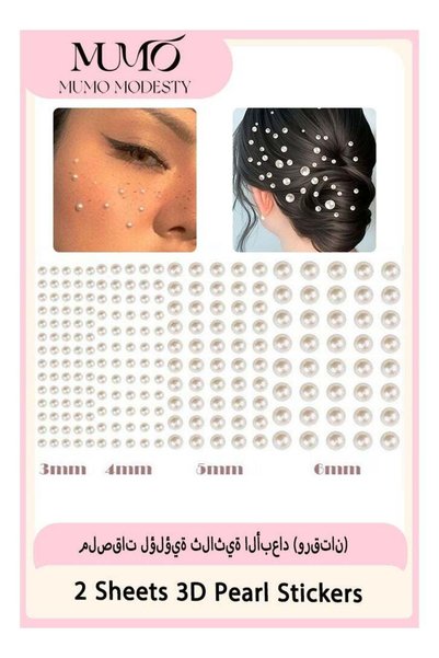 MUMO قطعتان من الأحجار الكريمة واللؤلؤ ذاتية اللصق لتزيين الوجه، ملصقات من أح...