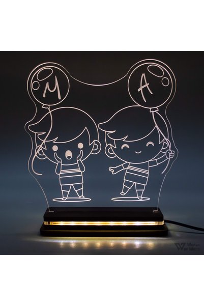 Generic Brand Φωτιστικό LED "Δίδυμα Αγόρια" W00955 Πολύχρωμο
