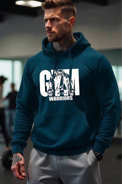 CAST COLLECTİON Hanorac de iarnă cu glugă din fleece, imprimat Petrol Gym War...