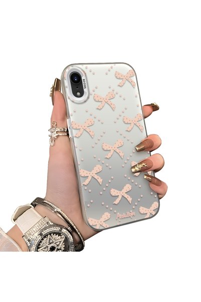 Hontinga iPhone XR-Compatible Silicone Hard-Edge Back Case with Bow Tie Patte...