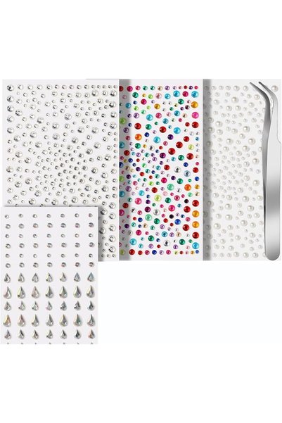 EXCEFORE Face Gems, Self Adhesive Face Gems and Pearls for Makeup, Festival J...