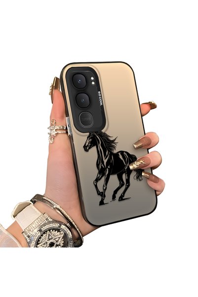 Hontinga Vivo Y31 5G-Compatible Silicone Hard-Edge Back Case with Patterned D...