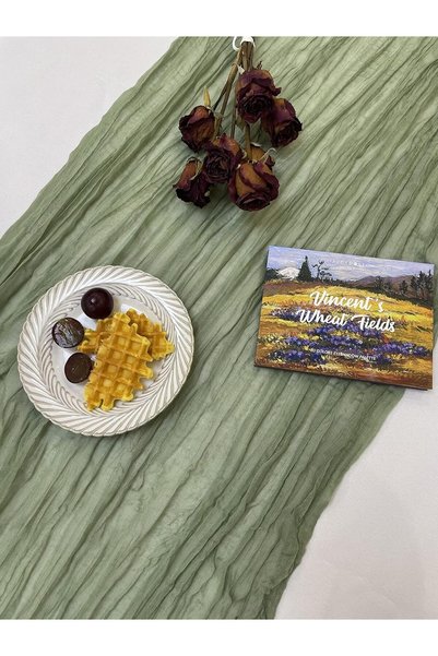 Generic 1 Pack Cheesecloth Table Runner Sage Green 35x120in Gauze Runner 10ft...