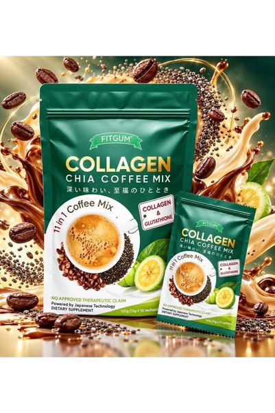 Fitgum Collagen Chia Coffee Mix 10 Sachets | Instant Coffee with Chia Seeds &...