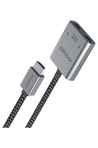 Promate كابل موزع HDMI، محول HDMI فائق الدقة 4K 60 هرتز مع منفذي HDMI، صغير ا...
