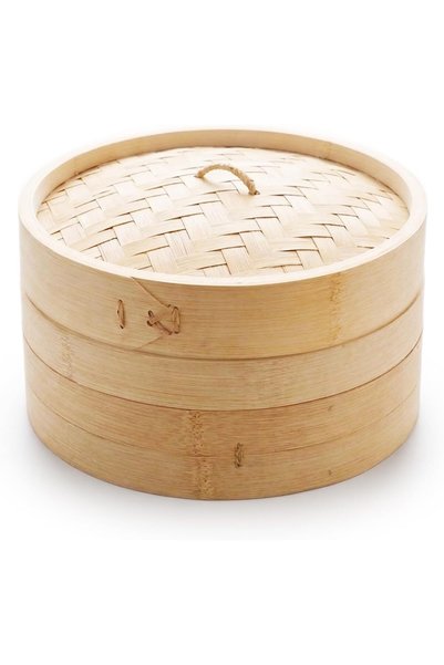 Generic 30cm Bamboo Steamer, 2-Tiers Organic Handmade Bamboo Steam Basket wit...