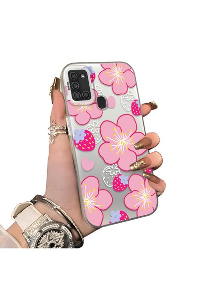 Hontinga Samsung Galaxy A21S Compatible Silicone Hard-Edge Back Case with Str...