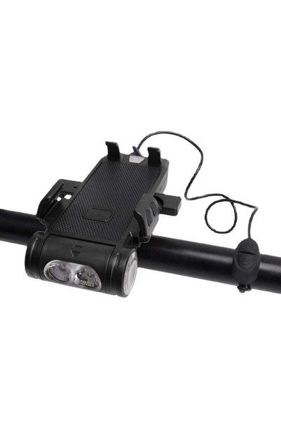 Generic Bike Headlight with Horn & Phone Holder – Rechargeable Strong Flashlight