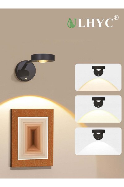 ULHYC مصباح حائط بمستشعر حركة، مصباح صورة LED، مصباح حائط بتصميم عين القطة، 3...