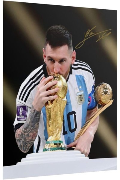 Generic صورة موقعة من ليونيل ميسي، منتخب الأرجنتين، طبعة فنية للتعليق على الح...