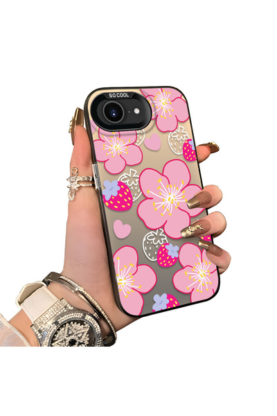Hontinga غطاء خلفي صلب من السيليكون متوافق مع هاتف iPhone 16e، بتصميم فراولة،...