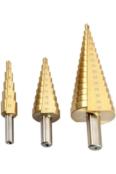 Generic Step Drill Bit 3-Piece Set 4-12mm/4-20mm/4-32mm,M2 HSS Titanium Coate...